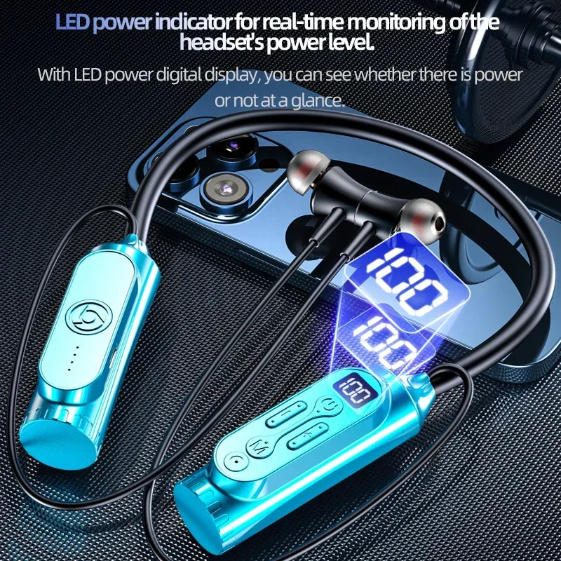 12000mAh 30000Hours Playback Wireless Bluetooth Earphones Magnetic Sports Running Headset Neckband Sport Earbuds Noise Reduction