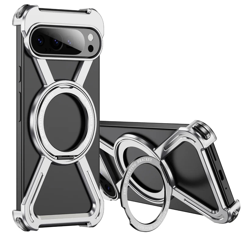 Metal Frame MagSafe 360° Magnetic Holder Phone Case For Google Pixel 8 9 Pro XL 9Pro Fold Aluminum Alloy Wireless Charging Cover