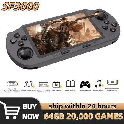 SF3000 Retro Handheld Video Game Console Linux System 4.5 Inch 854*480 IPS Screen 3000mAh Portable Pocket Video Player Games