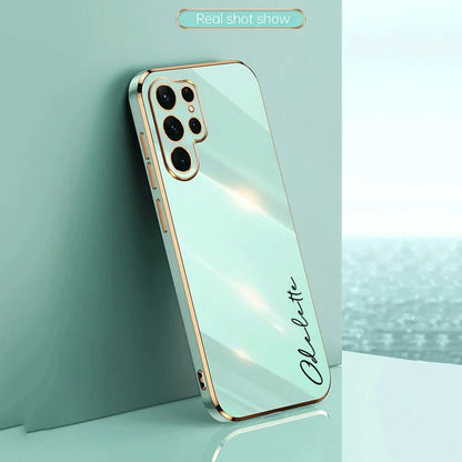 Case For Samsung Galaxy S24 Ultra Personalized Customized Name Case Luxury 6D Plating Soft Cover S23 S22 S21 S20 FE Ultra Plus - covers4phones