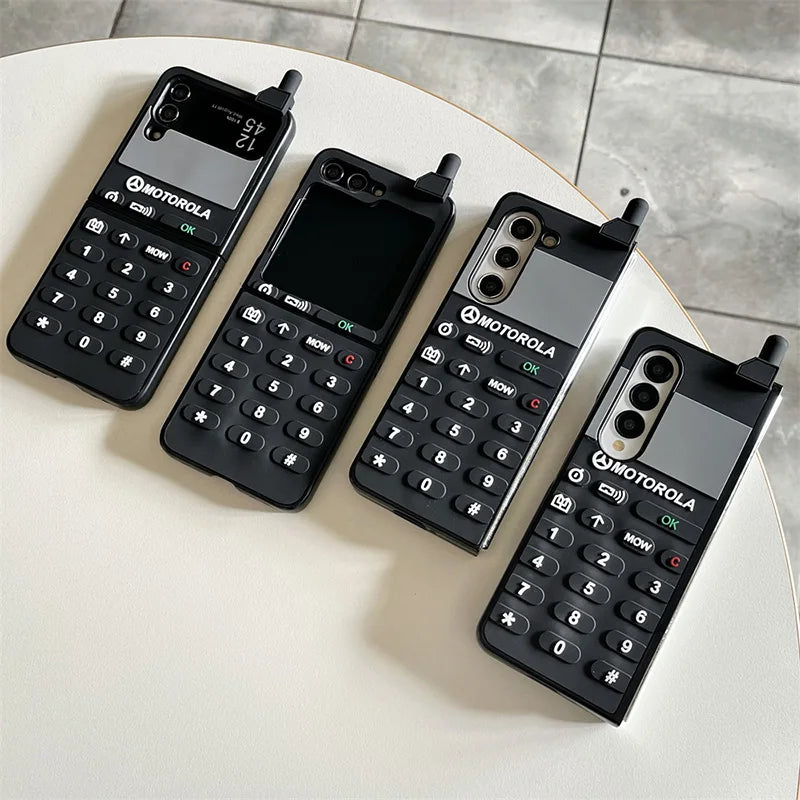Case For Samsung Galaxy Z Flip 6 5 4 3 Z Fold 6 5 4 3 Retro Button Phone Pattern Shockproof Mobile Phone Case Cover