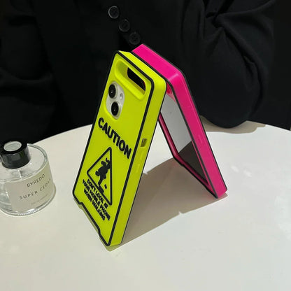 Night Luminous effect Warning Sign Silicone Case For iPhone 11 12 13 14 15 16 Pro Max Plus Female style 3D cartoon iPhone case