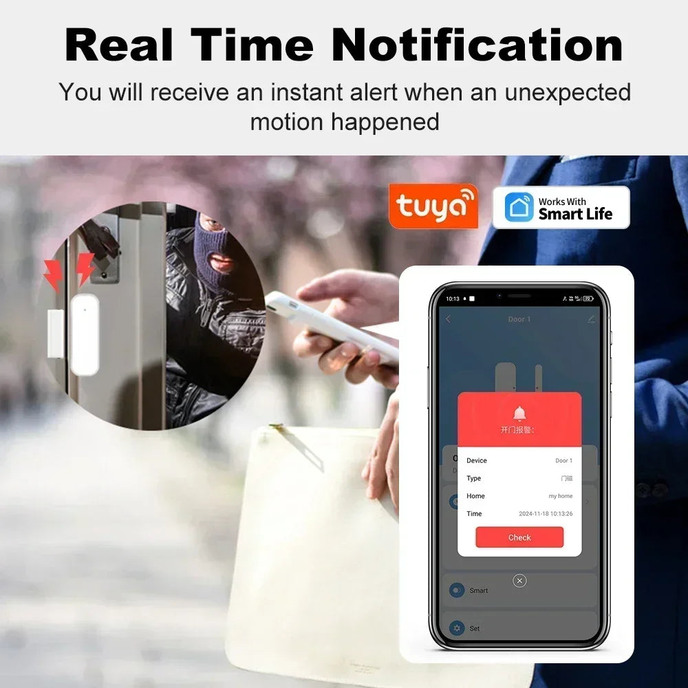 Tuya Zigbee Door Sensor Window Contact Sensor Open Closed Detector Smart Home Alarm Security Protection work with Smart Life