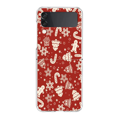 Merry Christmas Pattern Phone Case For Samsung Galaxy Z Flip 6 ZFlip 5 7 Hard Transparent Cover for Samsung ZFlip4 ZFlip3 Shell