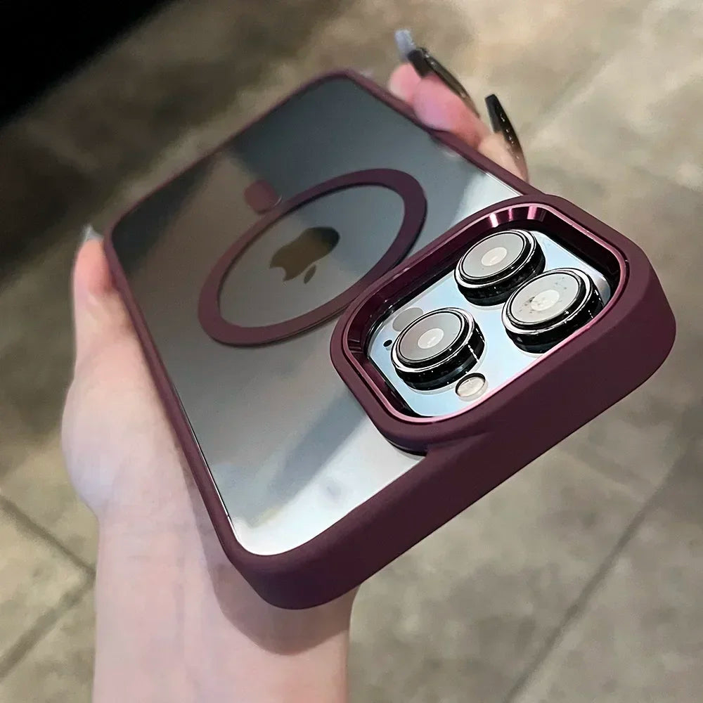Shockproof Magnetic Wireless Charge Phone Case For iPhone 16 15 14 13 12 11 Pro Max 15 Plus Luxury Magsafe Hard Back pink Cover