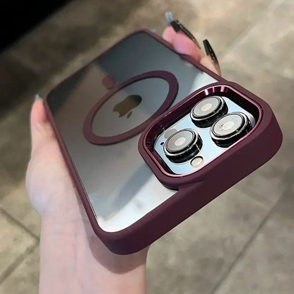 Shockproof Magnetic Wireless Charge Phone Case For iPhone 16 15 14 13 12 11 Pro Max 15 Plus Luxury Magsafe Hard Back pink Cover