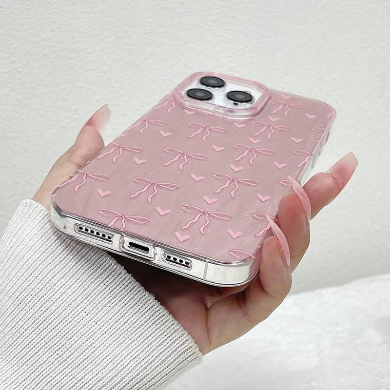 Case for iPhone 17 16 Butterfly Bow Print Phone Cases for iPhone 17 Air 15 14 13 12 11 Pro Max X XR XS 7 8 Plus SE2 16E Cover