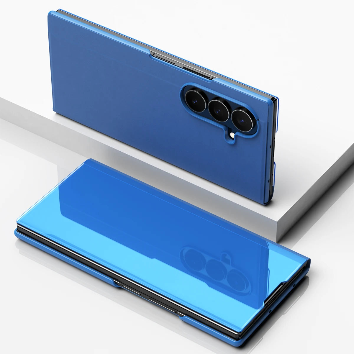 Mirror Flip Case For Samsung Galaxy Z TriFold Tri Fold Folding Plating Stand Holder Luxury Hard Plastic Shockproof Fashion Cover