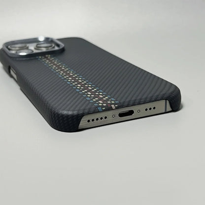 Luxury Carbon Fiber Slim Case For iPhone 17 13 14 15 16 Pro Max Shockproof Alloy Lens Camera Protective Ultra Thin Hard PC Cover