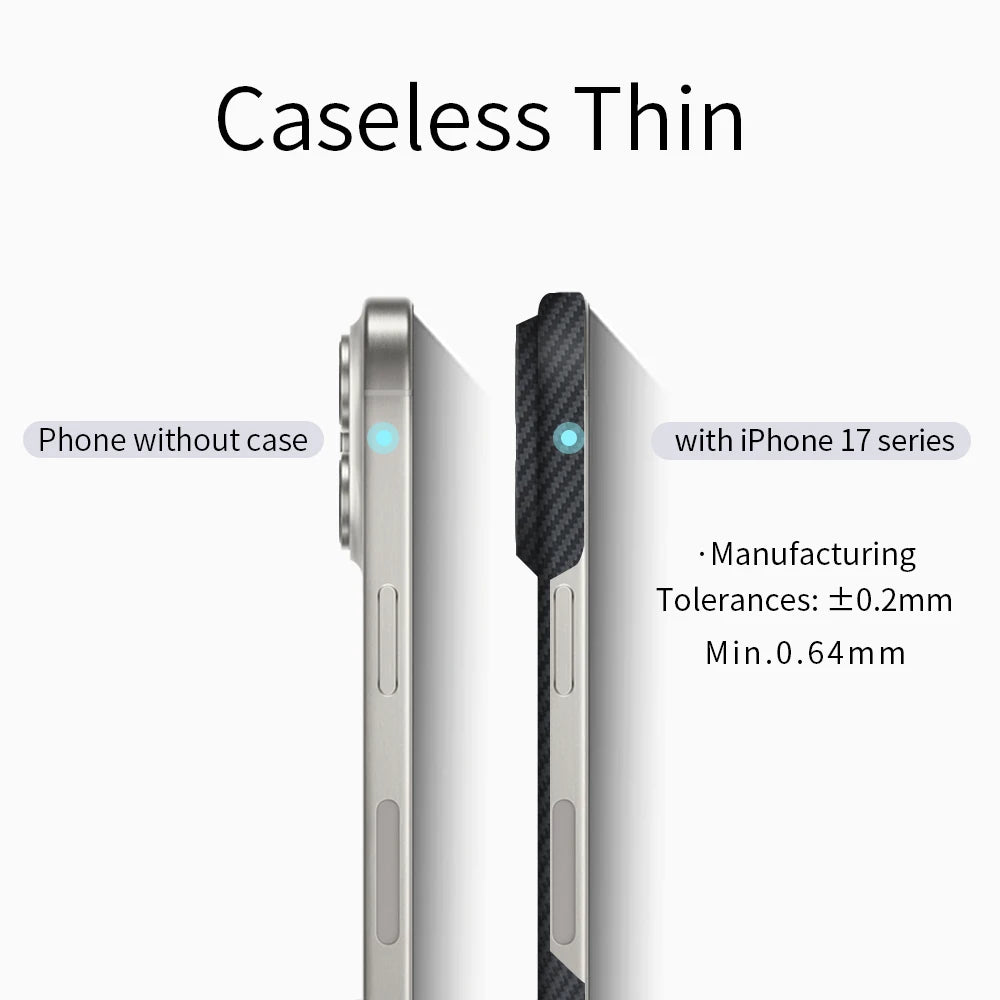 For iPhone 17 pro max case carbon 600d kevlar aramid fiber magsafe fabric thin hard 17 Air cover magnetic balck Slim light red