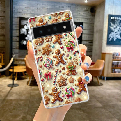 Phone Case Cover for Google Pixel 9 8 7 6 5 4 4XL 7A 6A 5A 4A 3A Pro XL 5G Transparent Soft TPU Shell New Year Christmas Pattern