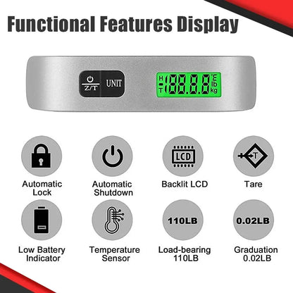 110lb/50kg Portable Scale Digital LCD Display Electronic Scale Weight Suitcase Travel Weighs Baggage Bag Weight Balance Tool - covers4phones