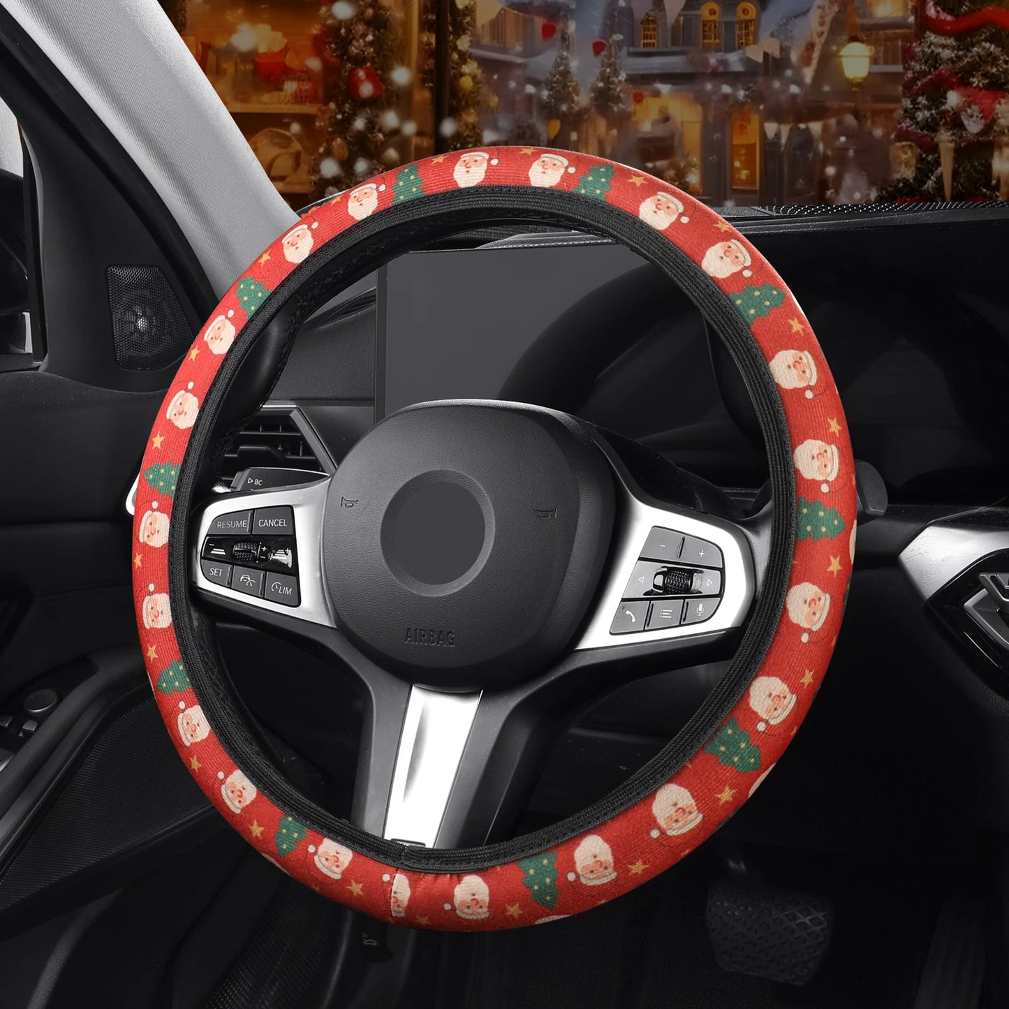 Christmas Limited Edition Car Steering Wheel Cover No Inner Ring Universal Fit Most Cars Wear-Resistant Non-Slip