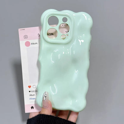 Fashion Meteorite Wave Bubble Silicone Phone Case For iPhone 16 15 Plus 14 13 12 11 Pro Max Luxury Wavy Candy Shockproof Cover