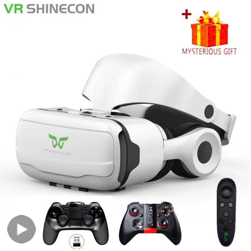 VR Glasses Virtual Reality 3D Headset Helmet For Android iPhone Smartphone Mobile Phone With Controller Game Wirth Real Goggles - covers4phones