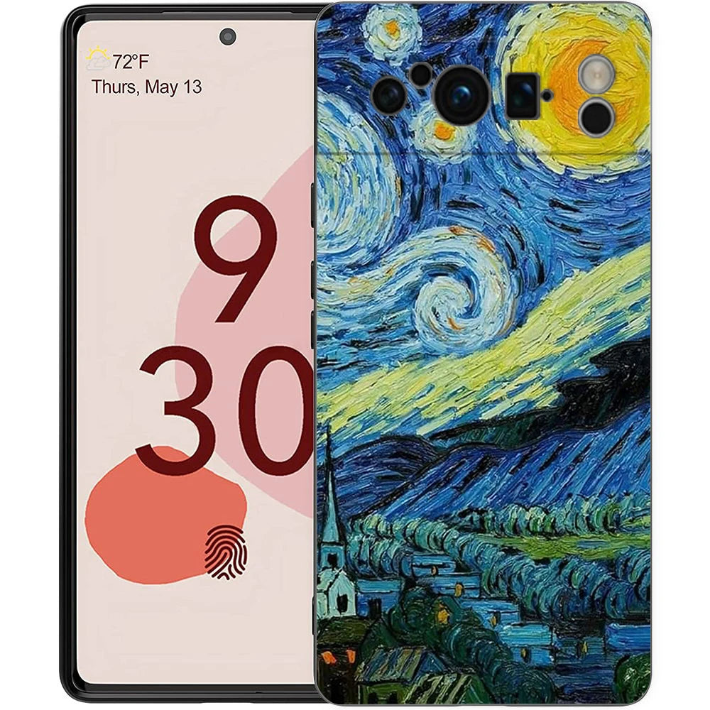 Phone Case Cover for Google Pixel 9 8 7 6 9A 8A 7A 6A Pro 10 9 Pro XL Soft TPU Shell Capas Van Gogh Art Starry Night Aesthetics