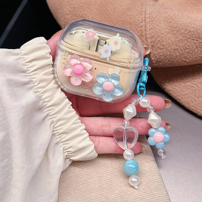 TPU Flower Earphone Case for Samsung Galaxy Buds 3 Pro for  Samsung Galaxy Bugs 3 Earphone Cover with Keychain