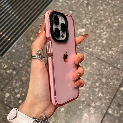 Luxury Transparent Airbag Phone Case For iPhone 17 16 15 14 13 12 11 Pro Max Plus 17 Air Contrasting Bumper Shockproof TPU Cover