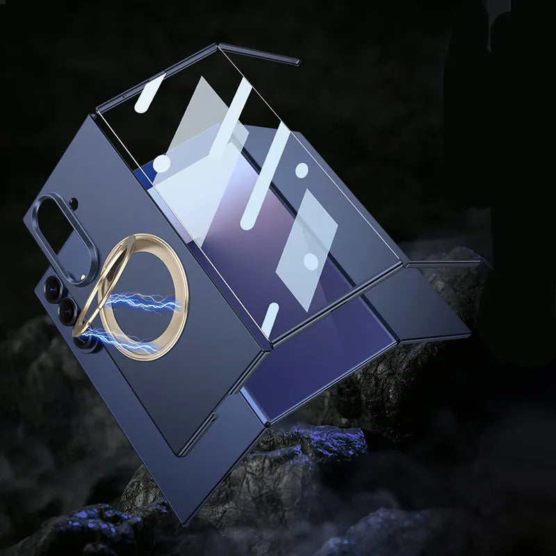 Matte PC 360 Ring Holder Bracket Plastic Case For Samsung Galaxy Z TriFold Trible Fold Magnetic Wireless Cover Glass Protector