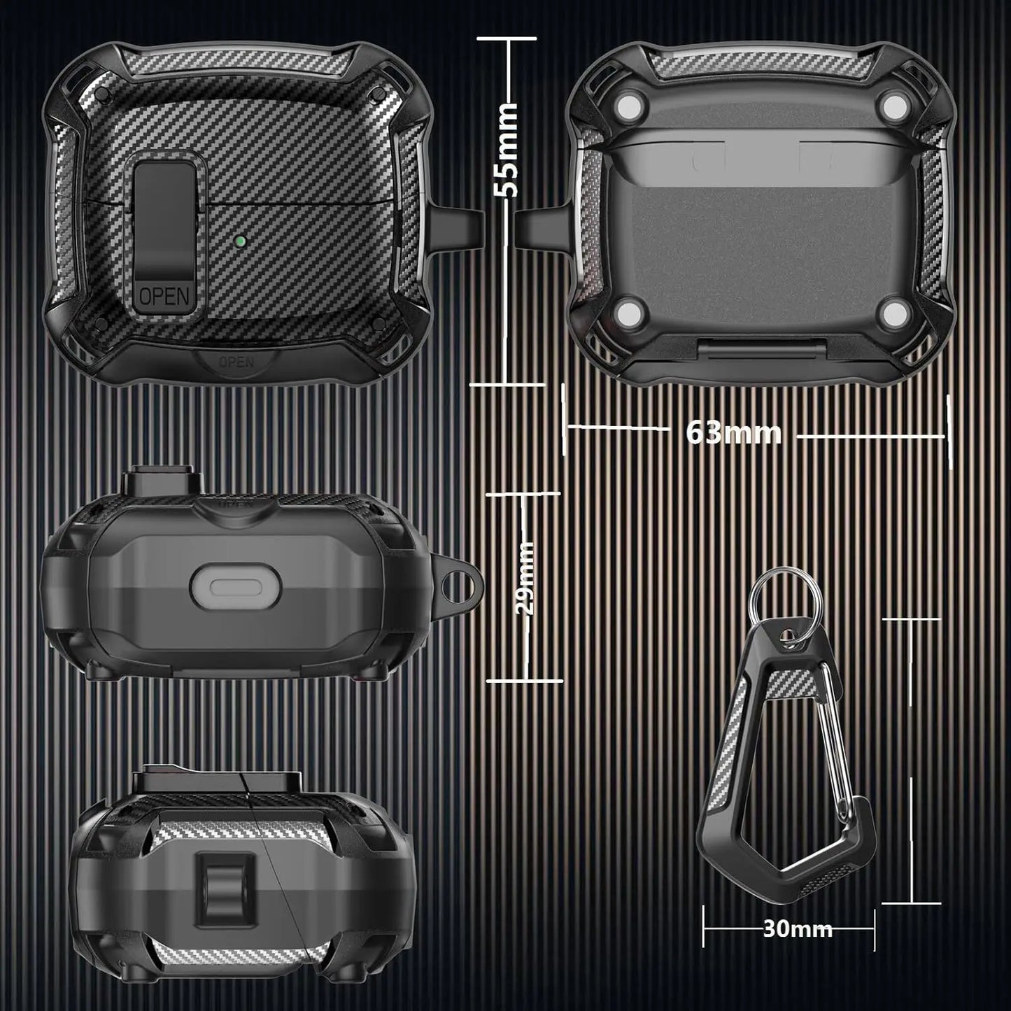 for Samsung Galaxy Buds 3 Pro Case with Secure Lock Carbon Fiber Protective Phone Holder Design Case for Samsung Galaxy Buds 3