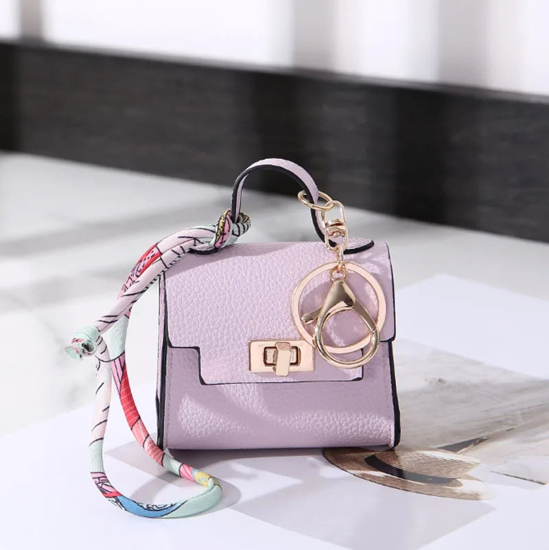 Luxury Fashion Mini Headphone Bag For Airpods 4 3 2 Pro 2 Galaxy Buds 3/3Pro Leather Purse Pendant Mini Keychain