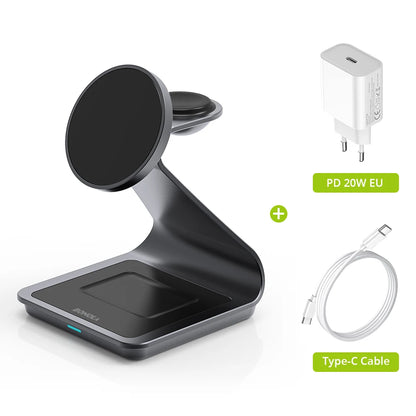 Bonola Magnetic 3 in 1 Wireless Charger for iPhone 16/15/13/14 Pro/12 30W Wireless Charging Station for Apple Watch/AirPods Pro
