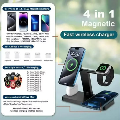 200W 4 In 1 Wireless Charger Stand Induction Super Fast Charging For Magsafe iPhone 16 15 14 13 Pro Max Apple Watch Airpods Pro