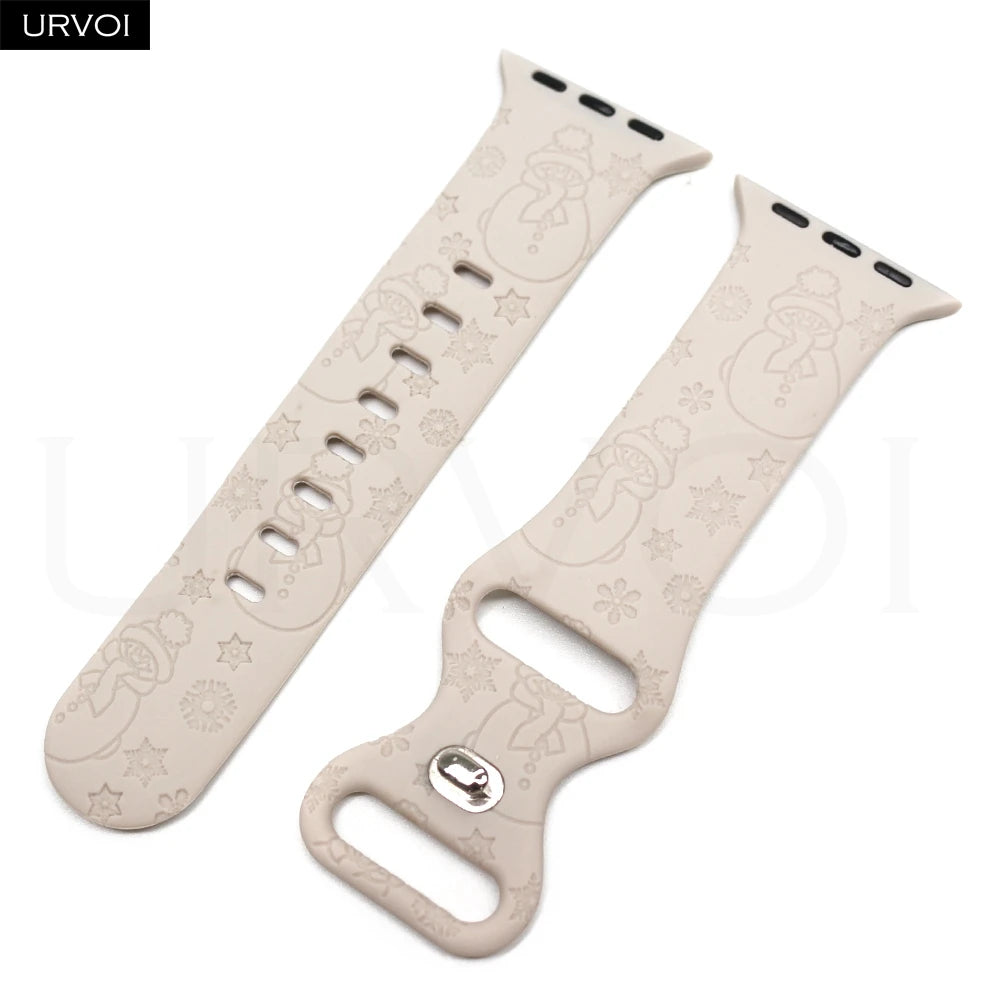 URVOI Christmas Sport Band for Apple Watch ultra 2 3 Series 11 10 9 8 Xmas tree silicone strap for iWatch Santa red green white