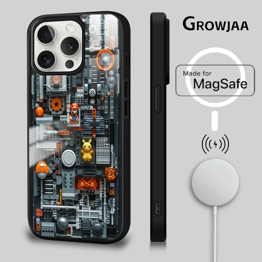 Super M-MarioS Bros Game Phone Case For iPhone 16 15 14 13 12 11 Pro Max Plus Mini Magsafe Mirror Wireless Magnetic Cover
