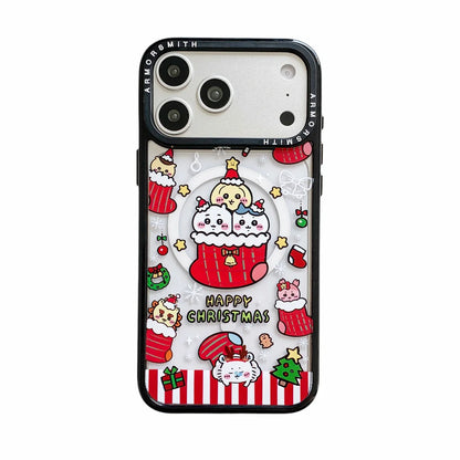 Cute Christmas Tree Cartoon With Magsafe Stand Kawaii Phone Case for iPhone 17 Pro 11 12 13 14 plus 15 16 Pro Max Cute Cover
