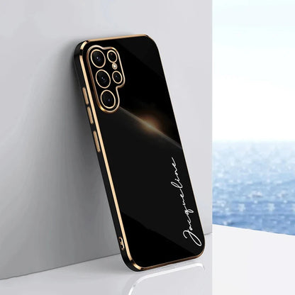 Case For Samsung Galaxy S24 Ultra Personalized Customized Name Case Luxury 6D Plating Soft Cover S23 S22 S21 S20 FE Ultra Plus - covers4phones