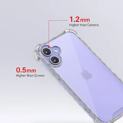Hybird Hard Acrylic Clear Case for iPhone 17 Air 16 E Pro Max Military Grade Shockproof Transparent Silicone Soft Back Cover
