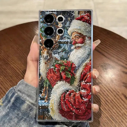 Christmas Santa Claus Truck Clear Phone Case For Samsung Galaxy S25 S24 Ultra S23 FE S22 Plus A36 A56 A55 A54 A53 A35 A34 Cover