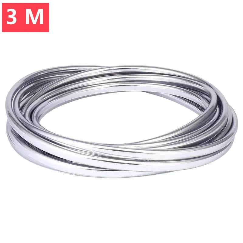 3/6M Car Door Chrome Moulding Trim Strip Edge Scratch Guard Protector Cover Strip Roll Chrome Styling Moulding Trim Strip