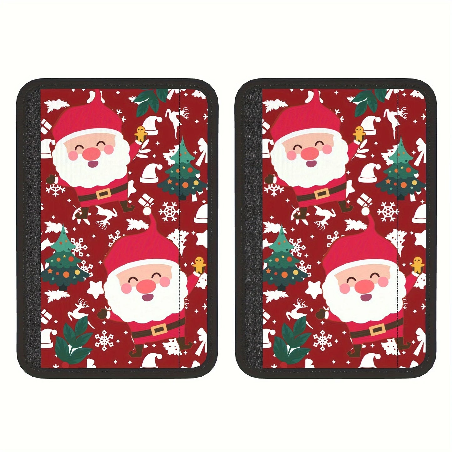 2pcs Christmas Themed Seat Belt Covers Soft Polyester Fit for Cars Santa Claus Car Accessories Interior Seatbelt Cover Print