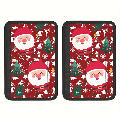 2pcs Christmas Themed Seat Belt Covers Soft Polyester Fit for Cars Santa Claus Car Accessories Interior Seatbelt Cover Print