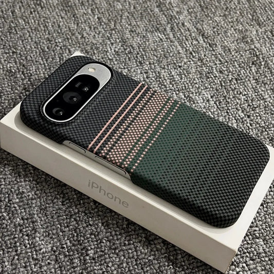 Luxury Frosted Half Border Carbon Fiber Kevlar Magsafe Phone Case For Google Pixel 10 9 Pro ProXL Magnetic Wireless Charge Cover