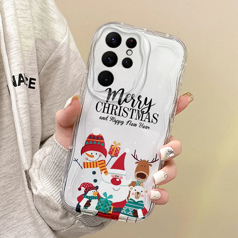 New Christmas Santa Claus Phone Case For Samsung Galaxy S25 S24 S23 S22 Ultra Plus S21 FE A73 A72 A55 A54 TPU Anti-Scratch Cover