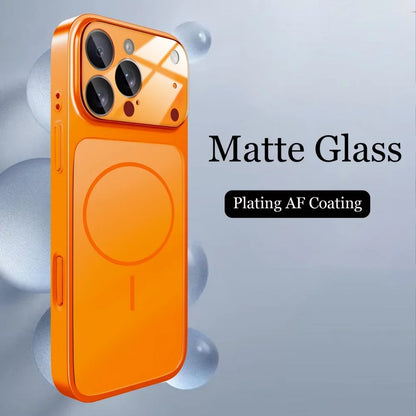 Glass Nano Matte Case For iPhone 17 Pro Max 17Air 17Pro 16 15 14 13 Pro Max Cover Magnetic Wireless Charge Armor Funda