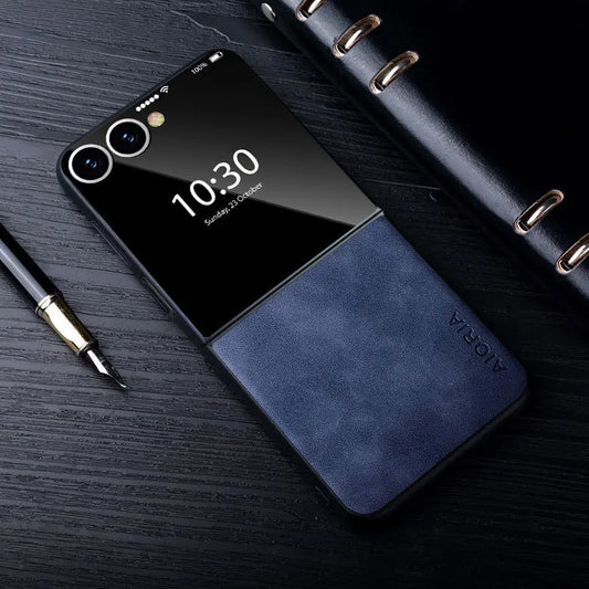 Luxury PU Leather Phone Case For Samsung Galaxy Z Flip Fold 7 Fe 6 5 4 3 Classic Lambskin Texture Shockproof Silicone Back Cover