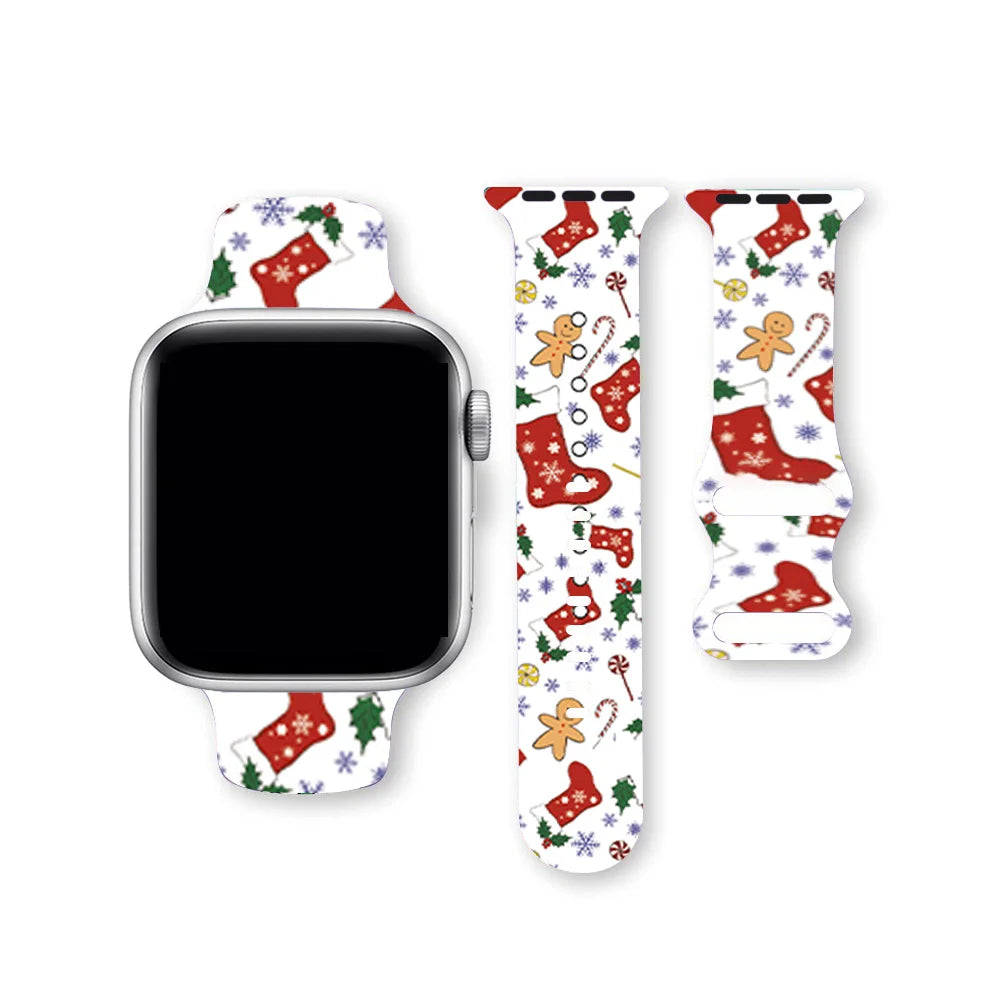 Christmas NEW year band For Apple Watch bands 41/42/44/45/46/49mm Holidays Xmas Santa Strap for iWatch Series Ultra SE 11 10 9 8