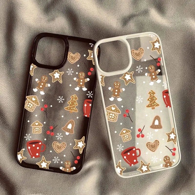 Cute Christmas Theme Clear Phone Case for iPhone 11 12 13 14 15 16 Pro MAX X XR XS Max 8 7 Plus SE 2020 Shockproof Cover