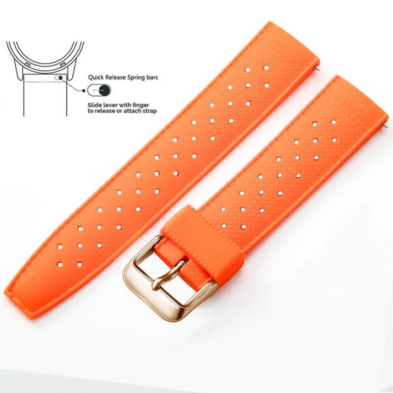 Tropical Silicone Watch Band Quick Release Watch Band 18mm 20mm 22mm Rubber Tropic Smart Watch Strap for Oris Seiko Citizen