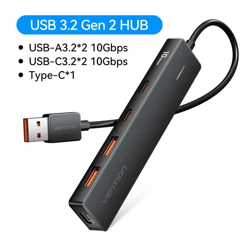Vention Usb Hub 4 Port ABS Hub USB 3.2 10Gbps for Laptop Multi Splitter Adapter For Xiaomi Macbook PC Computer Accessories