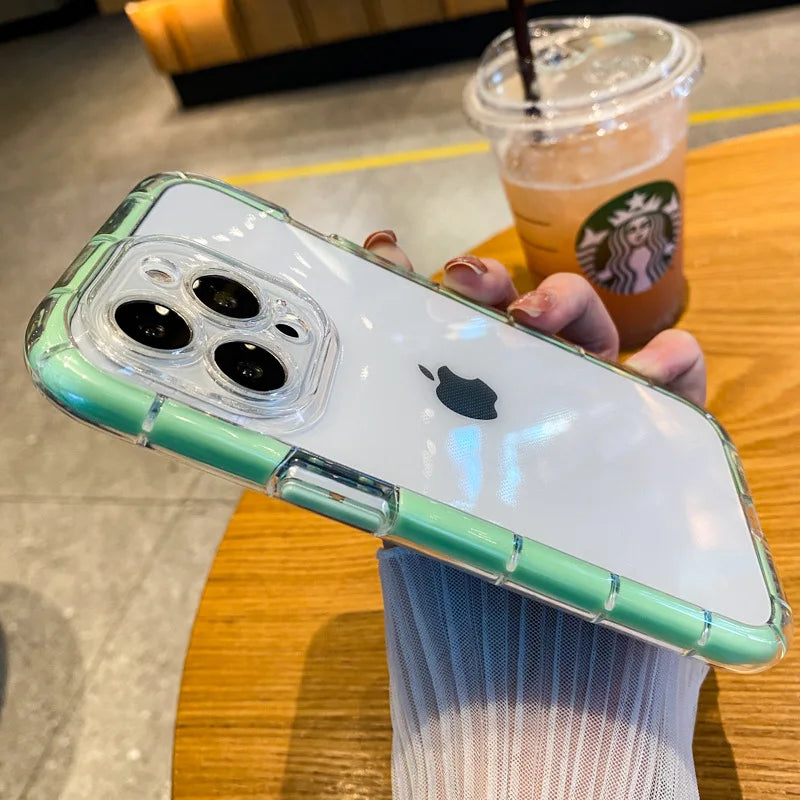 Luxury Transparent Shockproof Phone Case For iPhone 11 12 13 14 15 16 Pro Max X XS XR 7 8 Plus Clear Night Light Bumper Cover