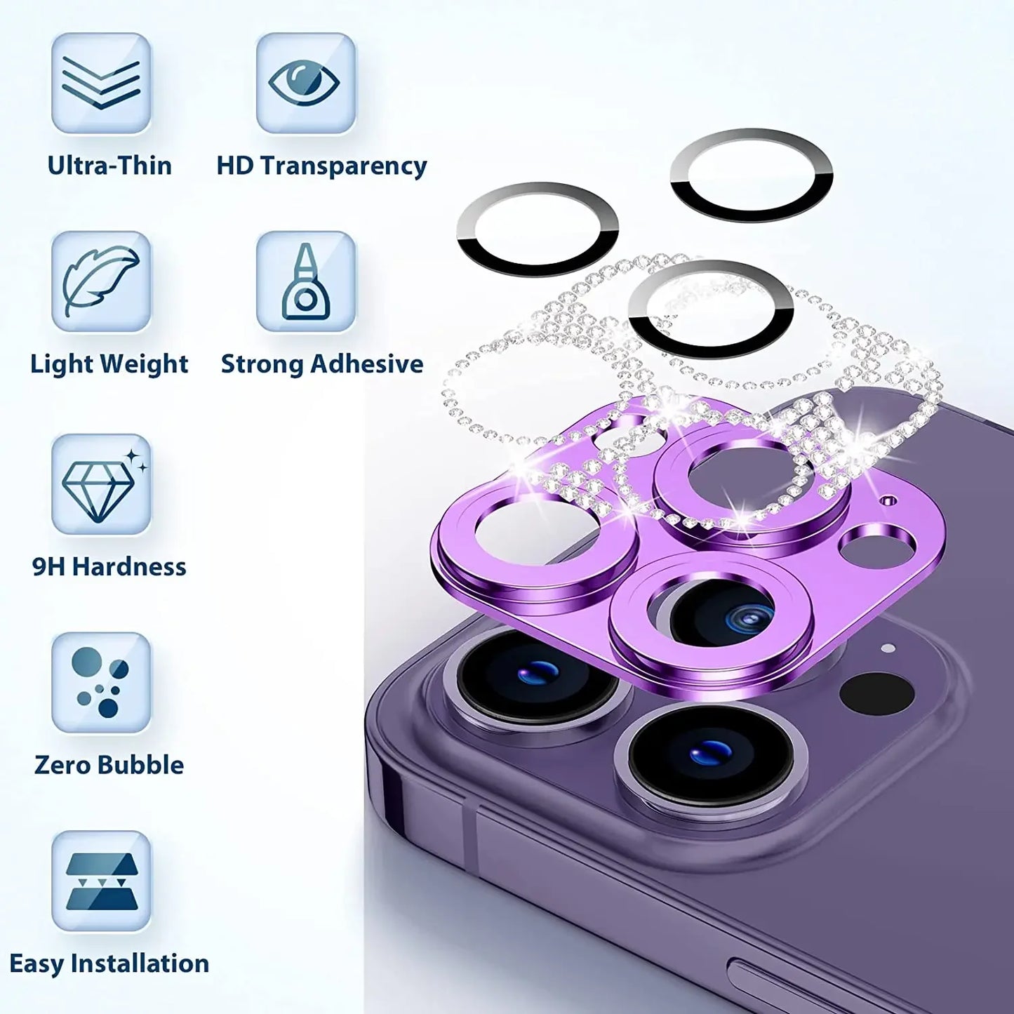 Diamond Camera Lens Protector For IPhone 16 13 12 11 Pro Max Mini Metal Lens Protection For IPhone 15 14 Pro Max 16 Plus Glasses