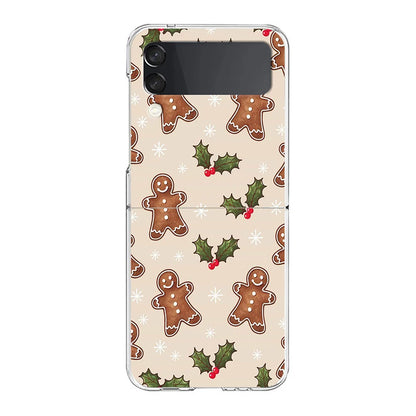 Merry Christmas Pattern Phone Case For Samsung Galaxy Z Flip 6 ZFlip 5 7 Hard Transparent Cover for Samsung ZFlip4 ZFlip3 Shell