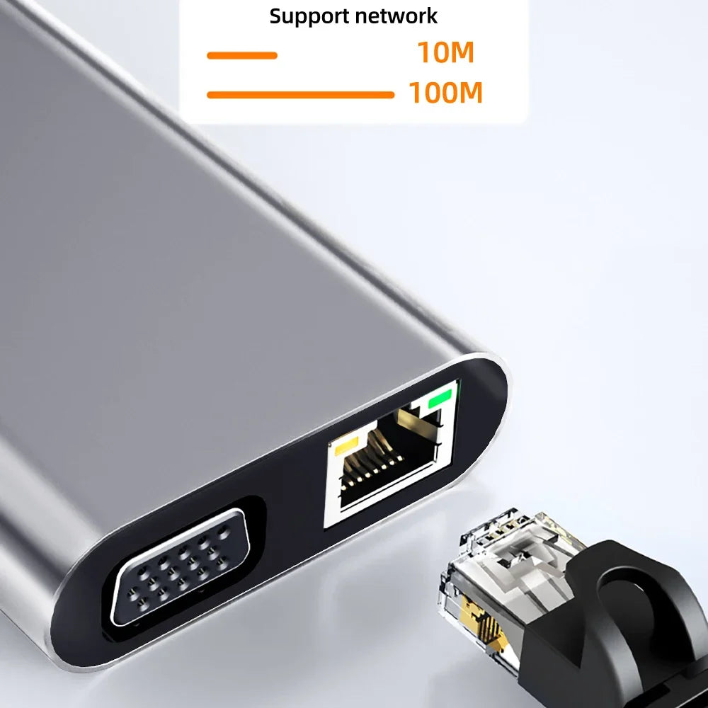 11-in-1 USB C Docking Stations USB C HUB USB Hubs Type C to 4K HDMI USB 3.0 5Gbps USB Splitter Adapter For PC Laptop Macbook