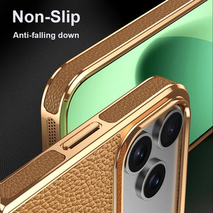 Luxury Togo Calfskin Genuine Leather Case view Window of apple logo cover For iPhone 17 16 15 14 Pro Max 17 Air Cases skin Funda