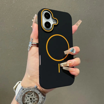 Ultrathin Simple Magsafe Case for iPhone 16 Pro Max 15Pro 14 Plus 13 12 11 Matte Hit Color Lens Wireless Charging Soft TPU Cover